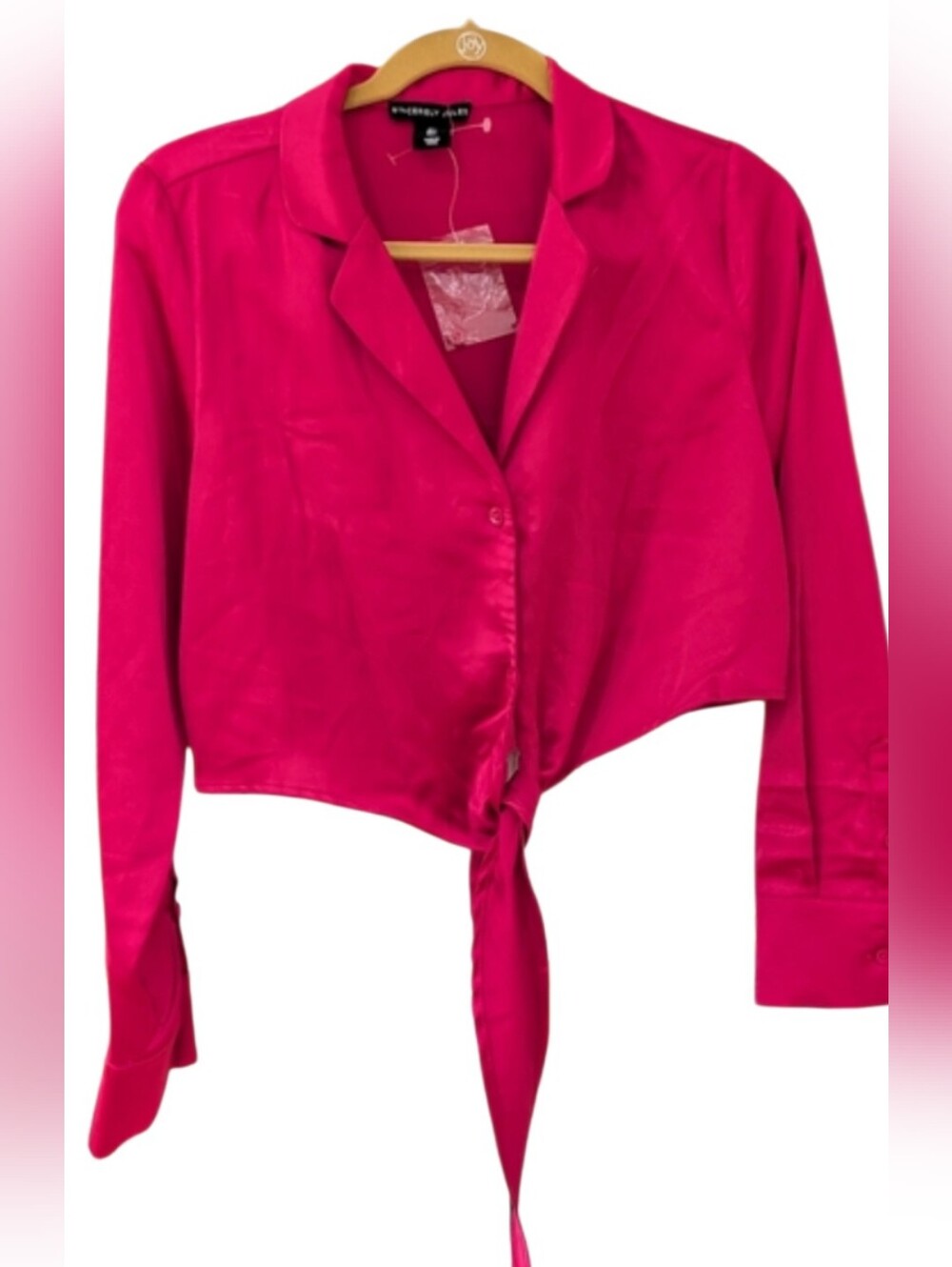 Sincerely Jules Fuchsia Blouse. Button Down. Tie Bottom. NWOT.